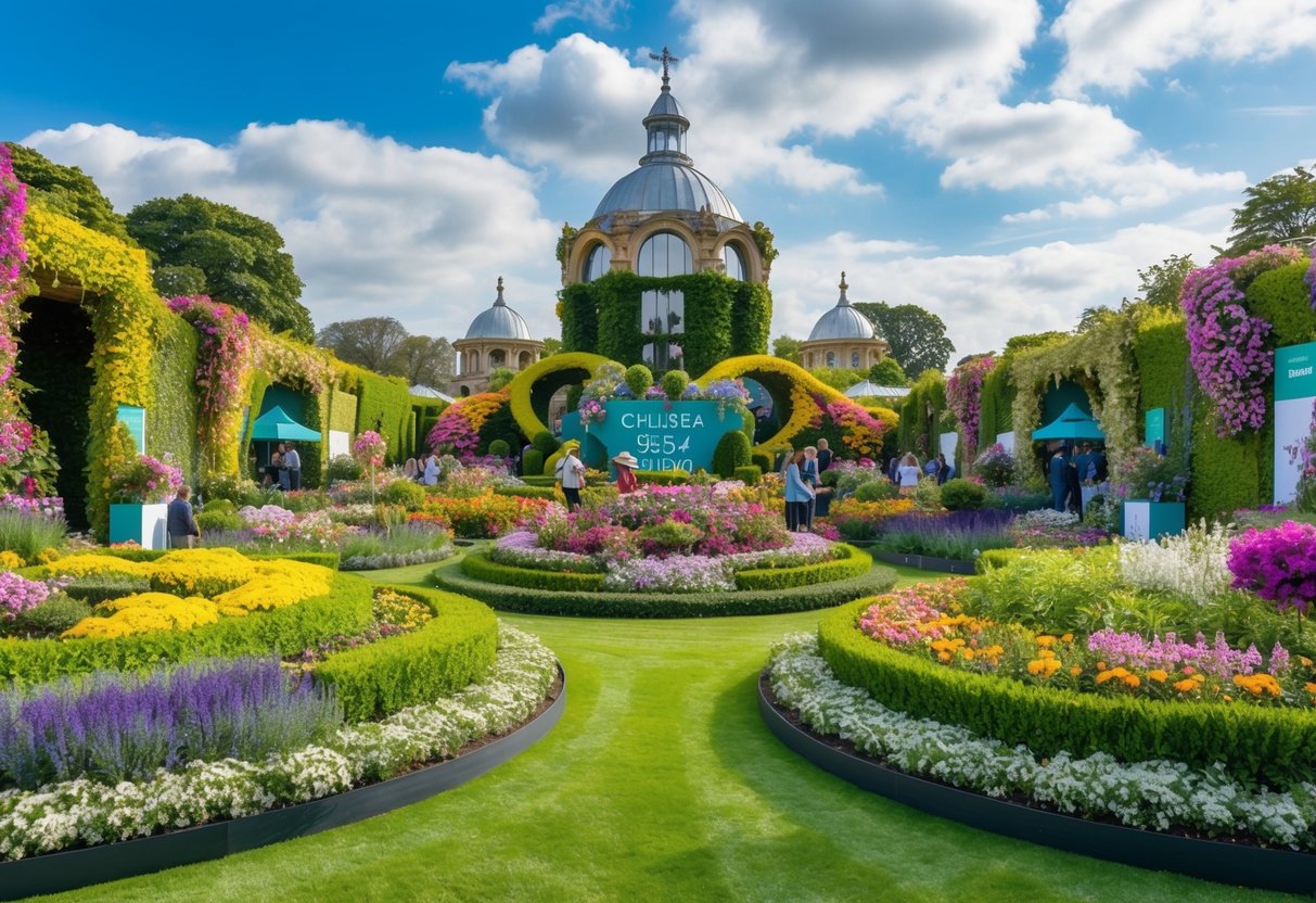 Lush gardens with vibrant blooms and intricate designs fill the Chelsea Flower Show 2025. A variety of unique landscapes and innovative displays captivate visitors