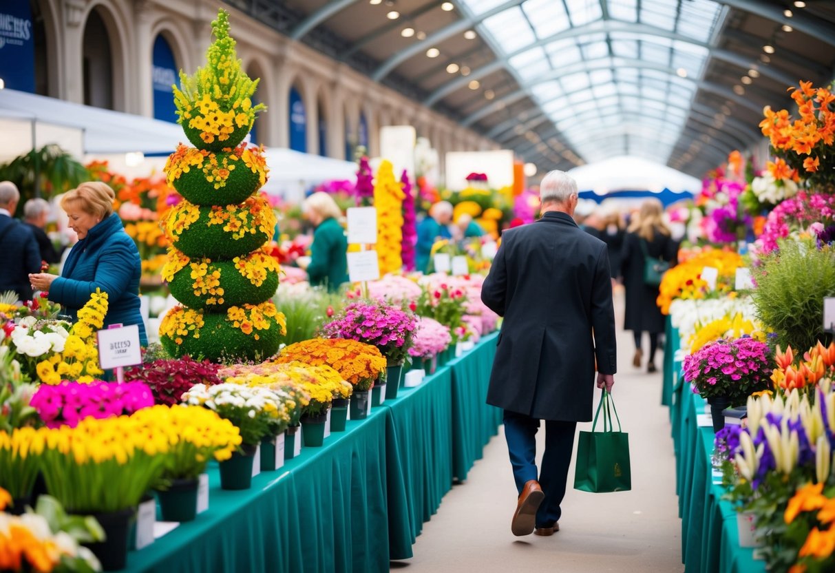 Vibrant, colorful displays of flowers and plants fill the bustling aisles of the Chelsea Flower Show 2025, with exhibitors showcasing their best creations to eager shoppers