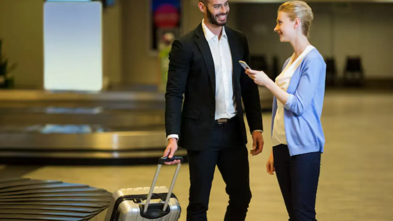 Airport transfer traveller with luggage