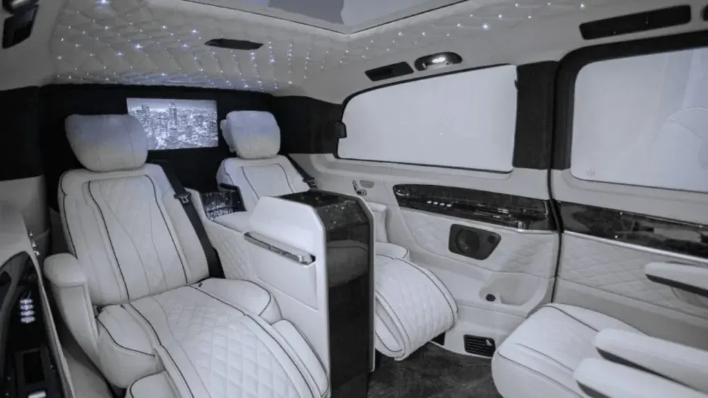 Luxury chauffeur vehicle interior for graduations and proms
