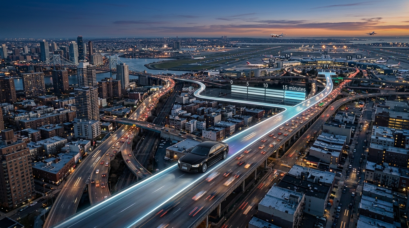 futuristic image of car on journey